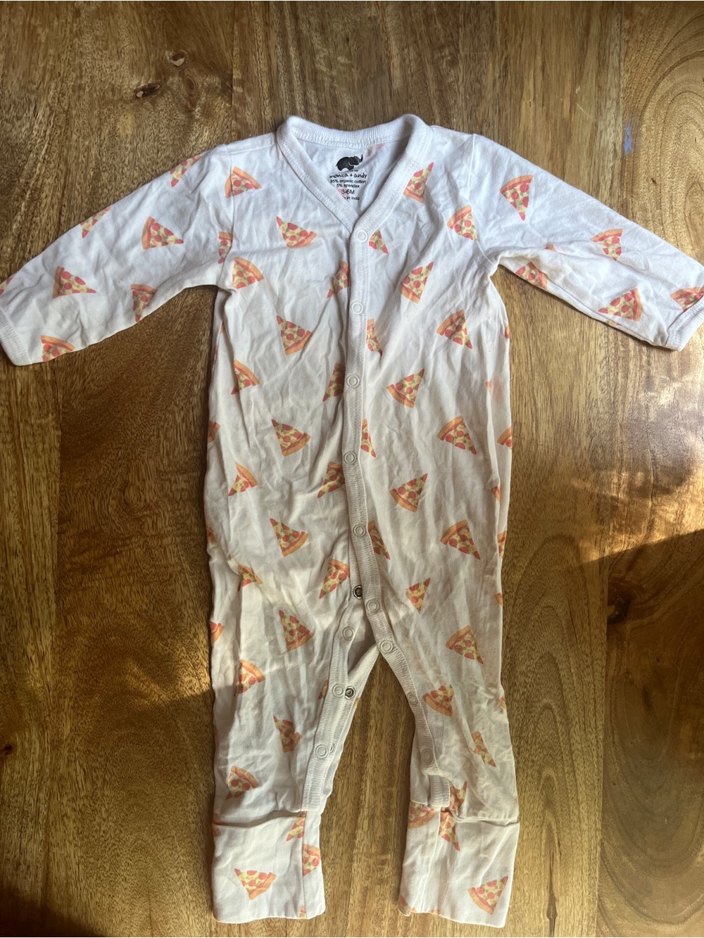 Monica & Andy Organic Cotton Pizza Patterned Onesie 3-6 Month